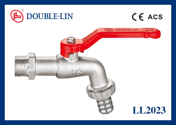 شیرآلات برنجی با دسته فولادی 1/2 اینچ x 3/4 اینچ خروجی SS304