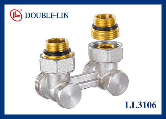 شیرهای زاویه ای دو لوله M1/2 اینچ در M3/4 اینچ با آداپتور رزوه ISO228