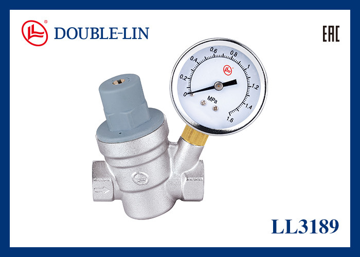 Brass Diaphragm Pressure Reducing Valve 1/2" to 1" ISO228 Thread 0℃ to 80℃ Working Temperature